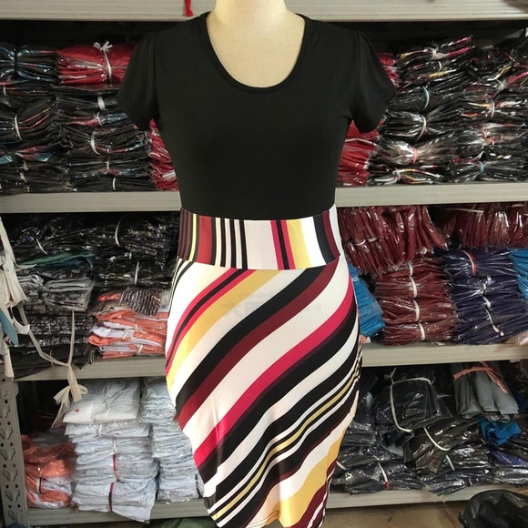 TRENDY SHORT SLEEVE O-NECK BODYCON MIDI DRESS - Picture 4 of 5